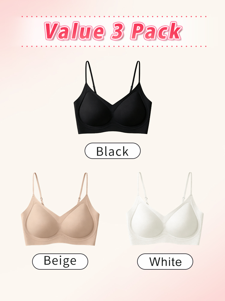Value 3 pack seamless bras in black beige and white colors VEIMIA