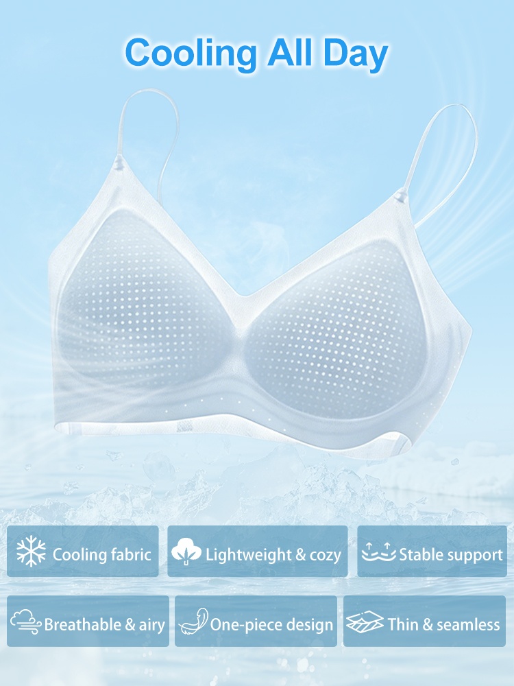 Cooling all day seamless bra with lightweight breathable one piece design and stable support features VEIMIA