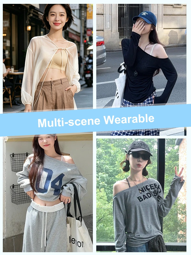Multi scene wearable seamless bra styled under off shoulder tops and casual outfits VEIMIA