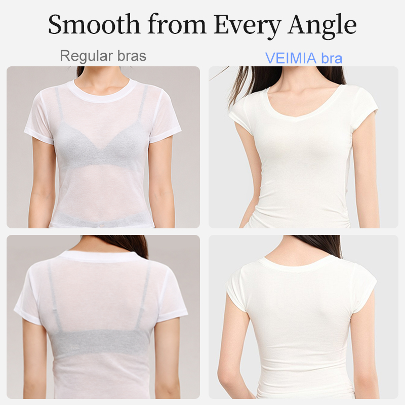 VEIMIA Cooling Seamless Bra Refreshing Summer, Nude Feeling Soft Support Invisible Spaghetti Straps Bra