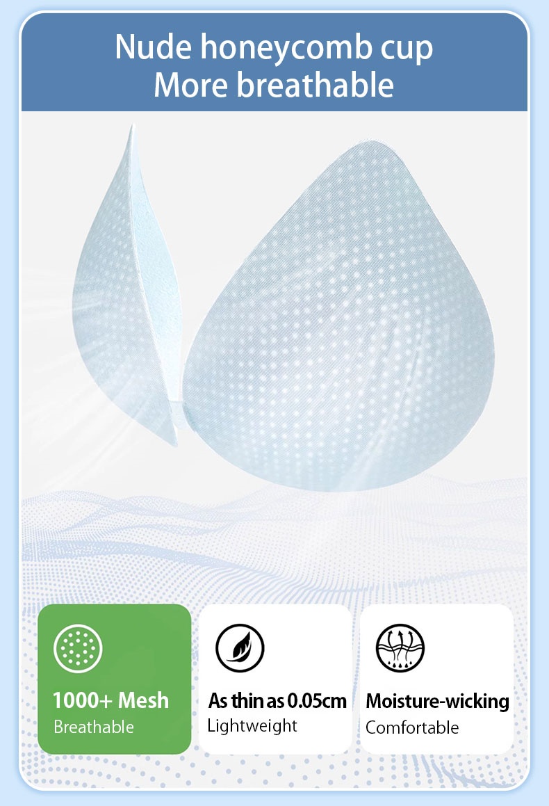 Nude honeycomb bra cup pads with breathable mesh lightweight and moisture wicking features VEIMIA