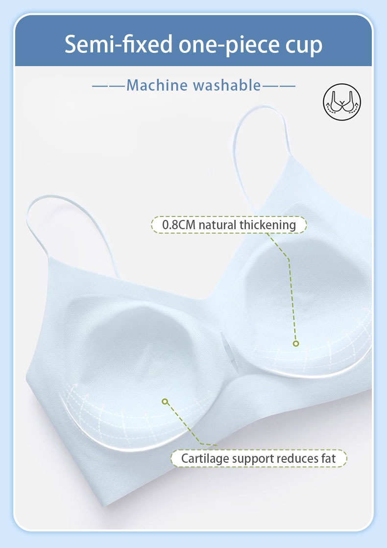 Semi-fixed one-piece cup diagram for machine washable seamless bra with natural thickening VEIMIA