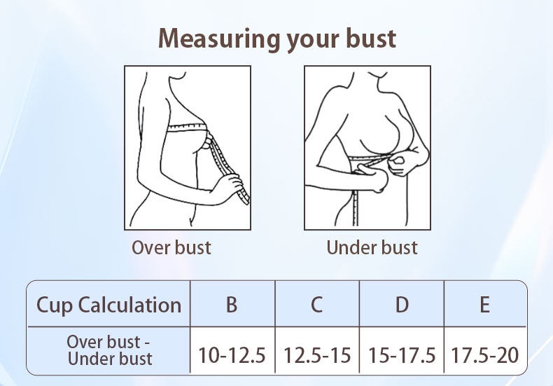 Bust measurement guide for over bust under bust and cup calculation VEIMIA
