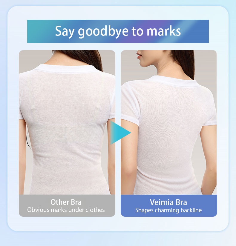 Back comparison showing Veimia bra reduces visible marks under clothing VEIMIA