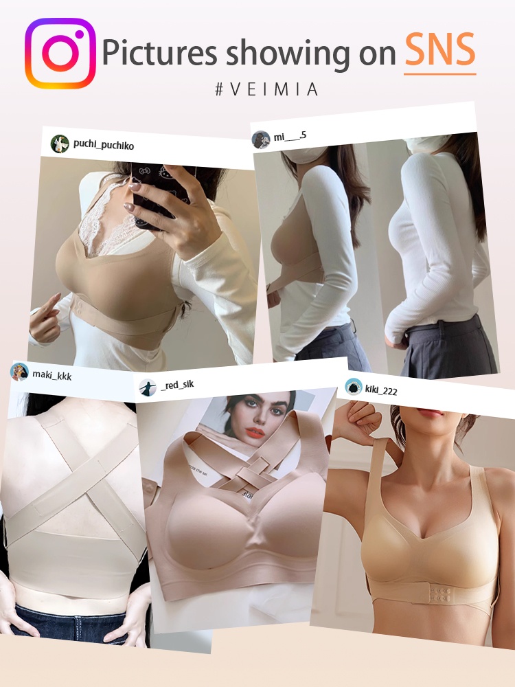 Corrective Anti-sagging Bras With Posture Correcting Belts Designs, Comfortable Stretch Fit VEIMIA