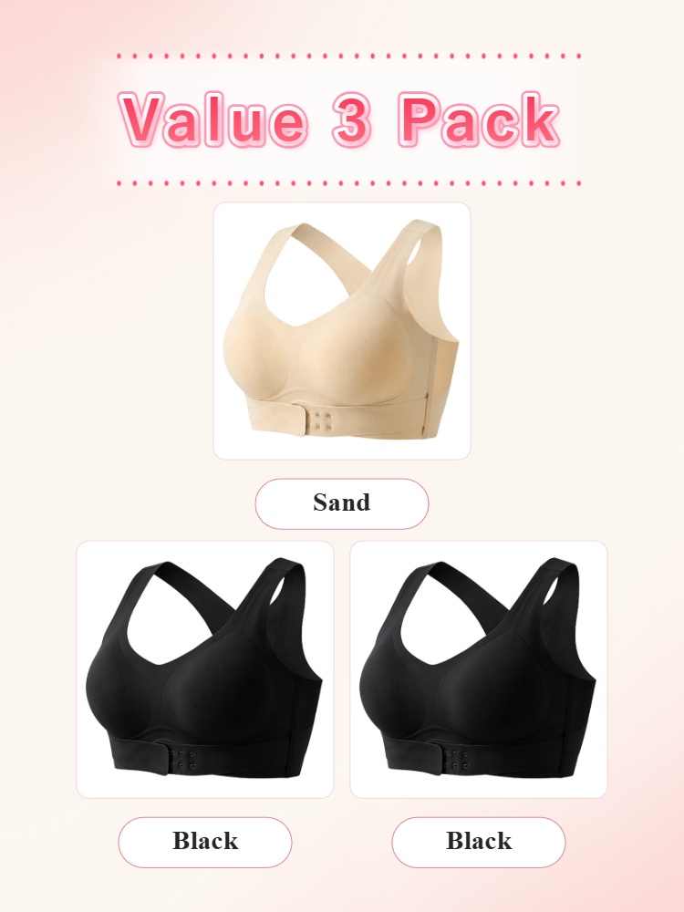 Value 3 pack corrective bras in sand and black VEIMIA