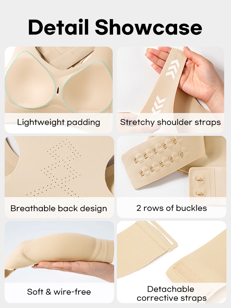 Detail showcase of padding straps breathable back buckles and detachable straps VEIMIA