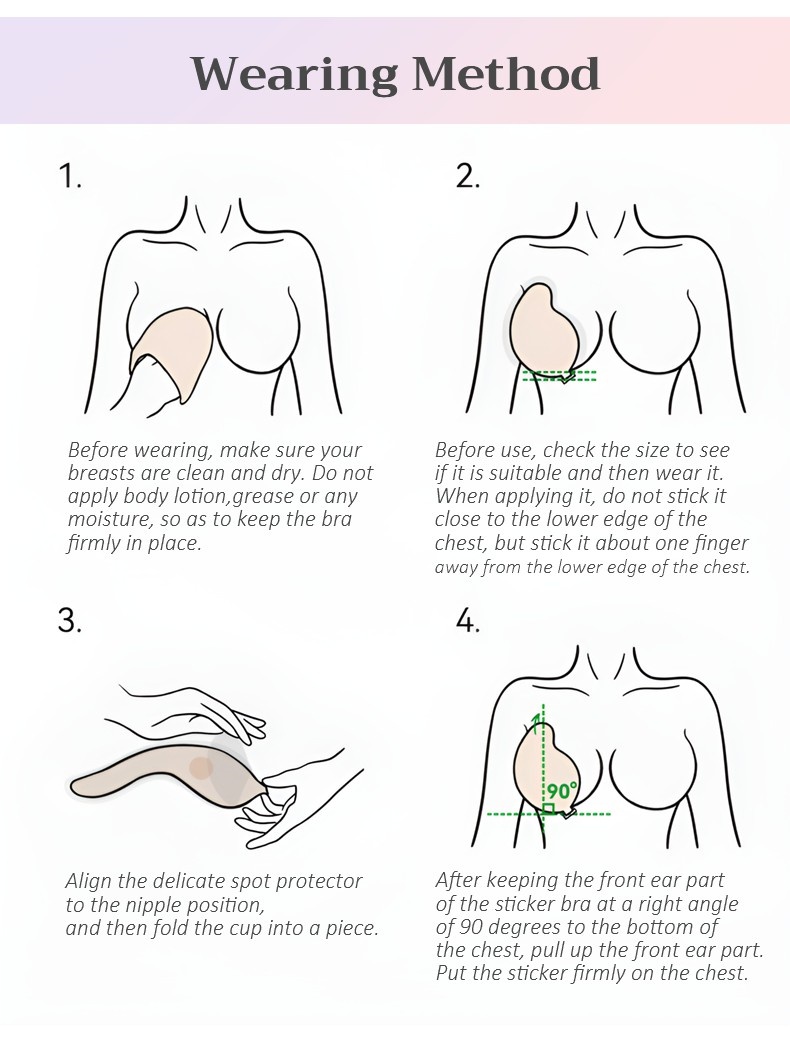 Invisible Stick On Bra Adhesive Push Up Sticky Nipple Covers Wearing Method VEIMIA