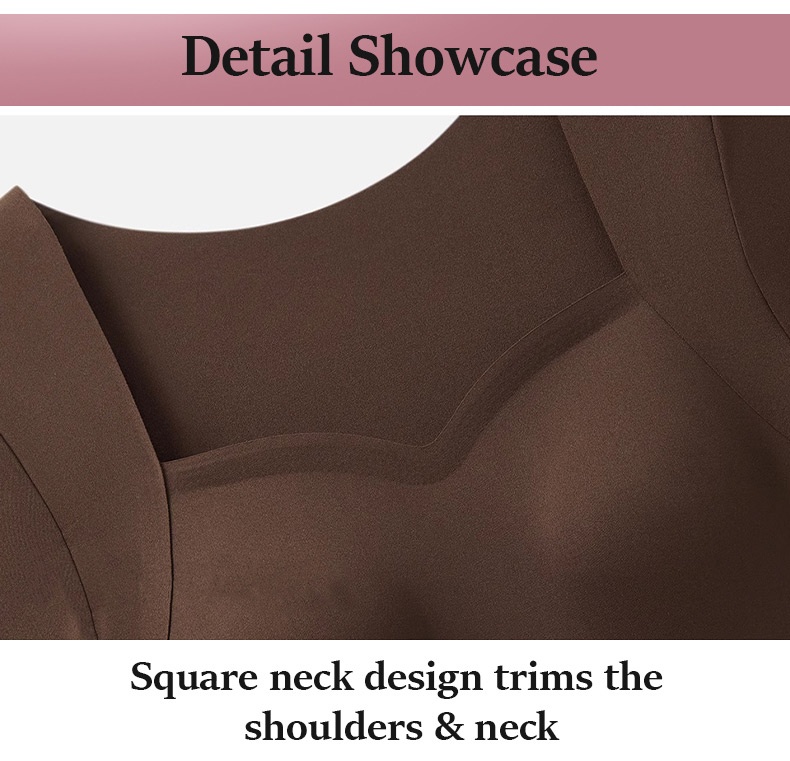 Cozy Long ​​Sleeves​​ Shirts Skin-friendly & Warmth, Square Neck Tops With Built-in Pads Base Layer VEIMIA