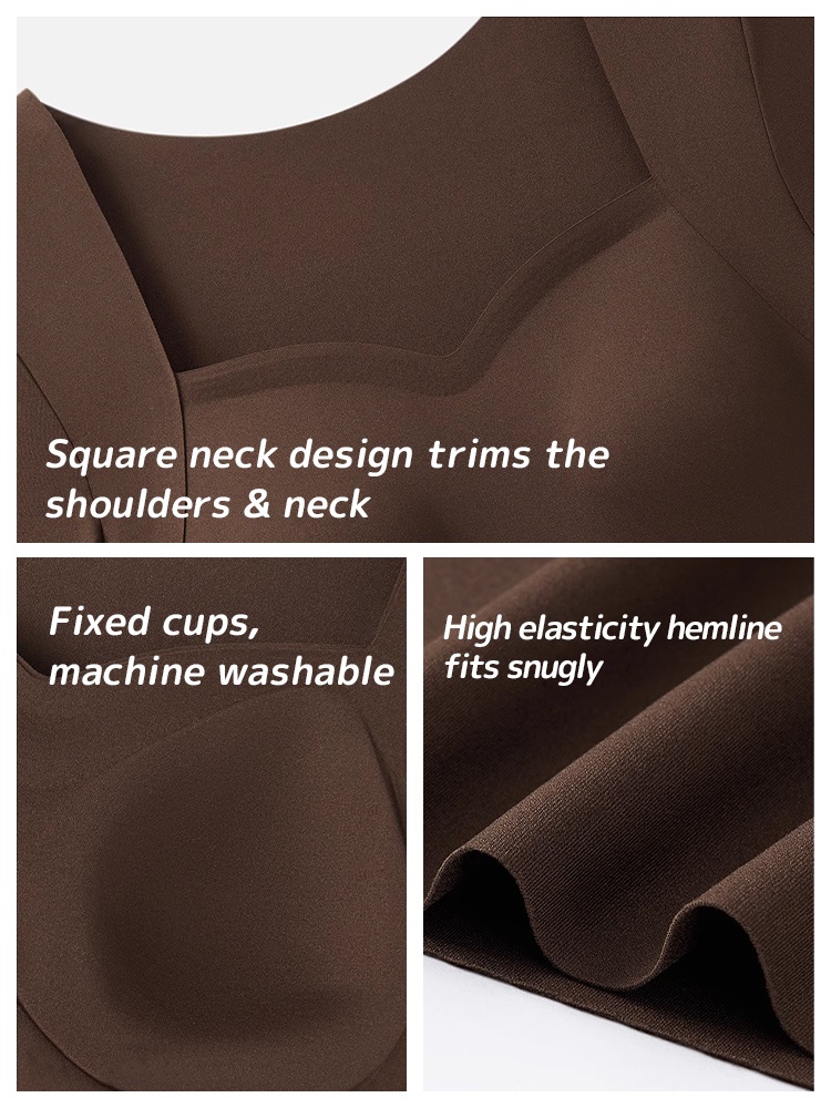 Cozy Long Sleeve Shirts Skin-friendly & ​​Warmths​​, Square Neck Tops With Built-in Pads Base Layer VEIMIA