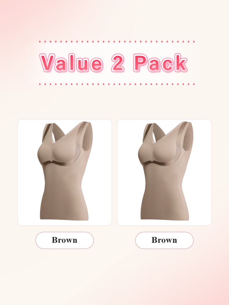 Value two pack of two brown shaping bra tops VEIMIA