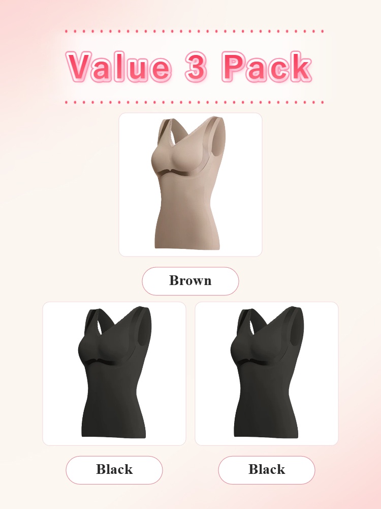 Value three pack of one brown and two black shaping tops VEIMIA