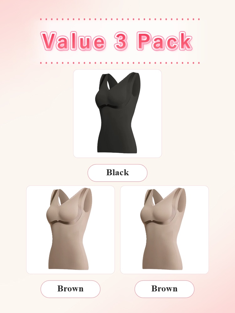 Value three pack of one black and two brown shaping tops VEIMIA