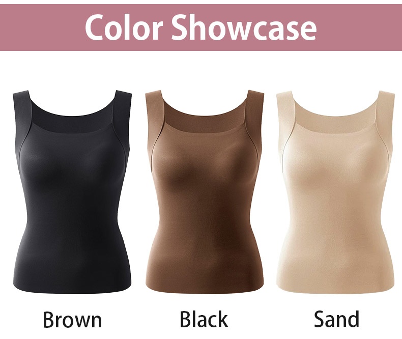 Color showcase of black brown and sand square neck tank tops VEIMIA