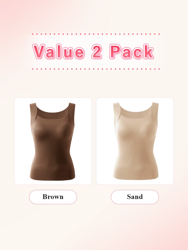 Value 2 pack tank tops in brown and sand VEIMIA