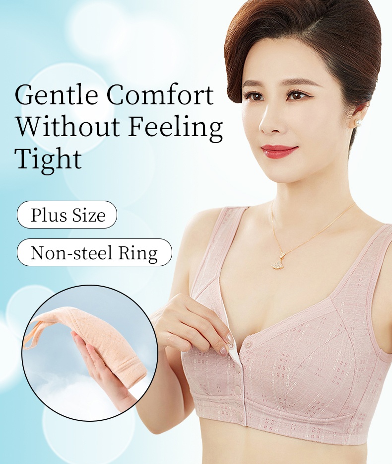 Full Coverage Front Closure Wireless Bra Vest Style Plus Size Breathable Comfort Support 100% Cotton Cup Anti-sagging VEIMIA