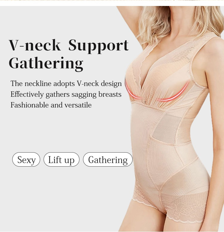 V-neck Seamless Professional Body Shaper Tummy Tightening Women Energy Stone Veimia