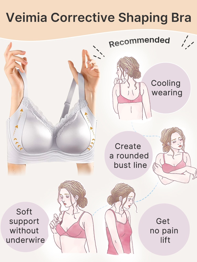 Delicate Lace Bra Anti-sagging Lift & Wireless Soft Support With Breathable Cup Pads, Silky Satin & Airy Lace For Gentle Comforts VEIMIA