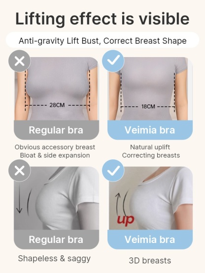 Delicate Lace Bras Anti-sagging Lift & Wireless Soft Supports With Breathable Cup Pads, Silky Satin & Airy Lace For Gentle Comfort VEIMIA