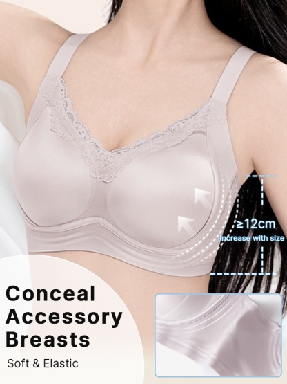 Delicate Lace Bra Anti-sagging Lift & Wireless Soft Support With Breathable Cup Pads, Silky Satin & Airy Lace For Gentle Comforts VEIMIA