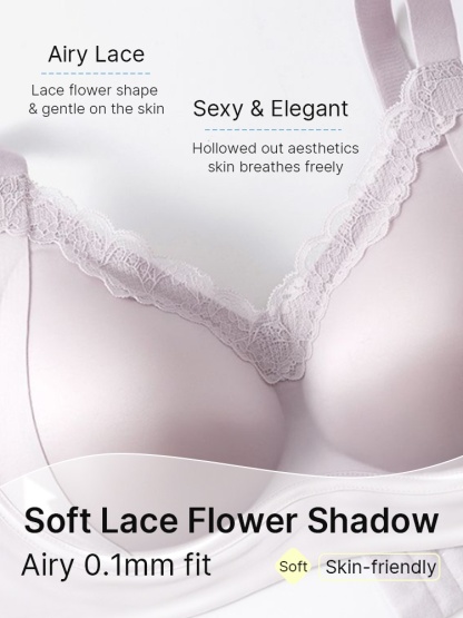 Delicate Lace Bra Anti-sagging Lift & Wireless Soft Support With Breathable Cup Pads, Silky Satin & Airy Laces For Gentle Comfort VEIMIA