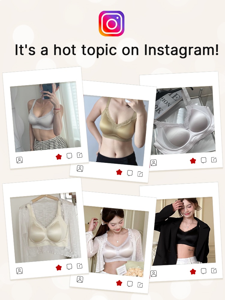 Delicate Lace Bra Anti-sagging Lift & Wireless Soft Support With Breathable Cup Pads, Silky Satin & Airy Lace For Gentle Comforts VEIMIA