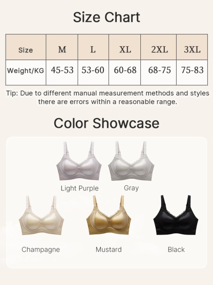Delicate Lace Bras Anti-sagging Lifts & Wireless Soft Support With Breathable Cup Pads, Silky Satin & Airy Lace For Gentle Comfort VEIMIA
