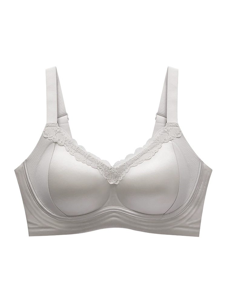 Delicate Lace Bra Anti-sagging Lift & Wireless Soft Support With Breathable Cup Pads, Silky Satin & Airy Lace For Gentle Comforts VEIMIA