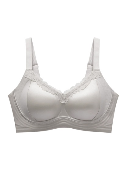 Delicate Lace Bra Anti-sagging Lift & Wireless Soft Support With Breathable Cup Pads, Silky Satin & Airy Lace For Gentle Comforts VEIMIA