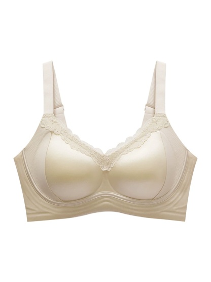 Delicate Lace Bra Anti-sagging Lift & Wireless Soft Support With Breathable Cup Pads, Silky Satin & Airy Laces For Gentle Comfort VEIMIA