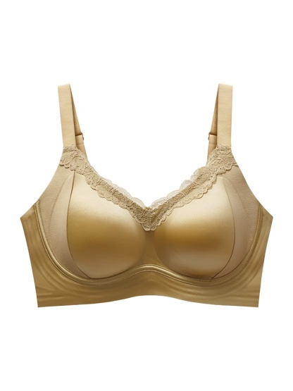 Delicate Lace Bras Anti-sagging Lift & Wireless Soft Supports With Breathable Cup Pads, Silky Satin & Airy Lace For Gentle Comfort VEIMIA