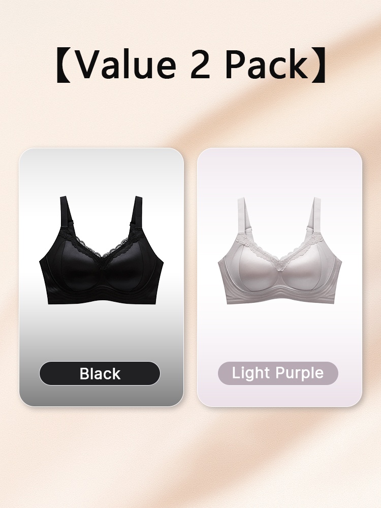 Delicate Lace Bra Anti-sagging Lift & Wireless Soft Support With Breathable Cup Pads, Silky Satin & Airy Laces For Gentle Comfort VEIMIA