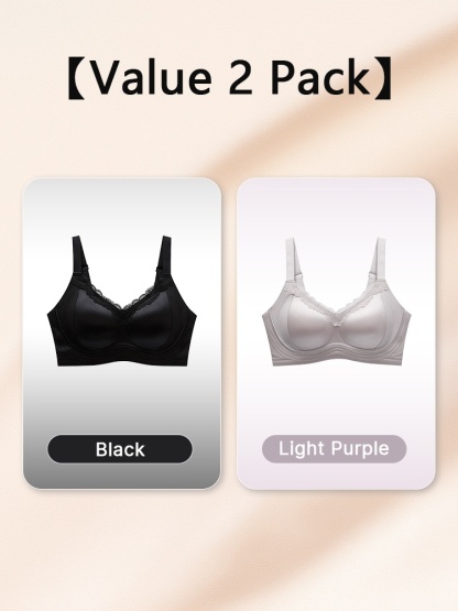 Delicate Lace Bra Anti-sagging Lift & Wireless Soft Support With Breathable Cup Pads, Silky Satin & Airy Laces For Gentle Comfort VEIMIA