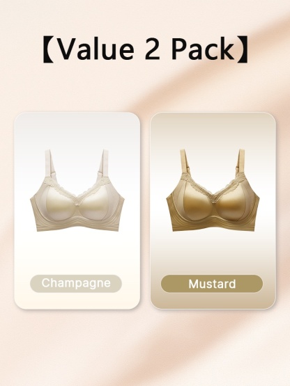 Delicate Lace Bra Anti-sagging Lift & Wireless Soft Support With Breathable Cup Pads, Silky Satins & Airy Lace For Gentle Comfort VEIMIA
