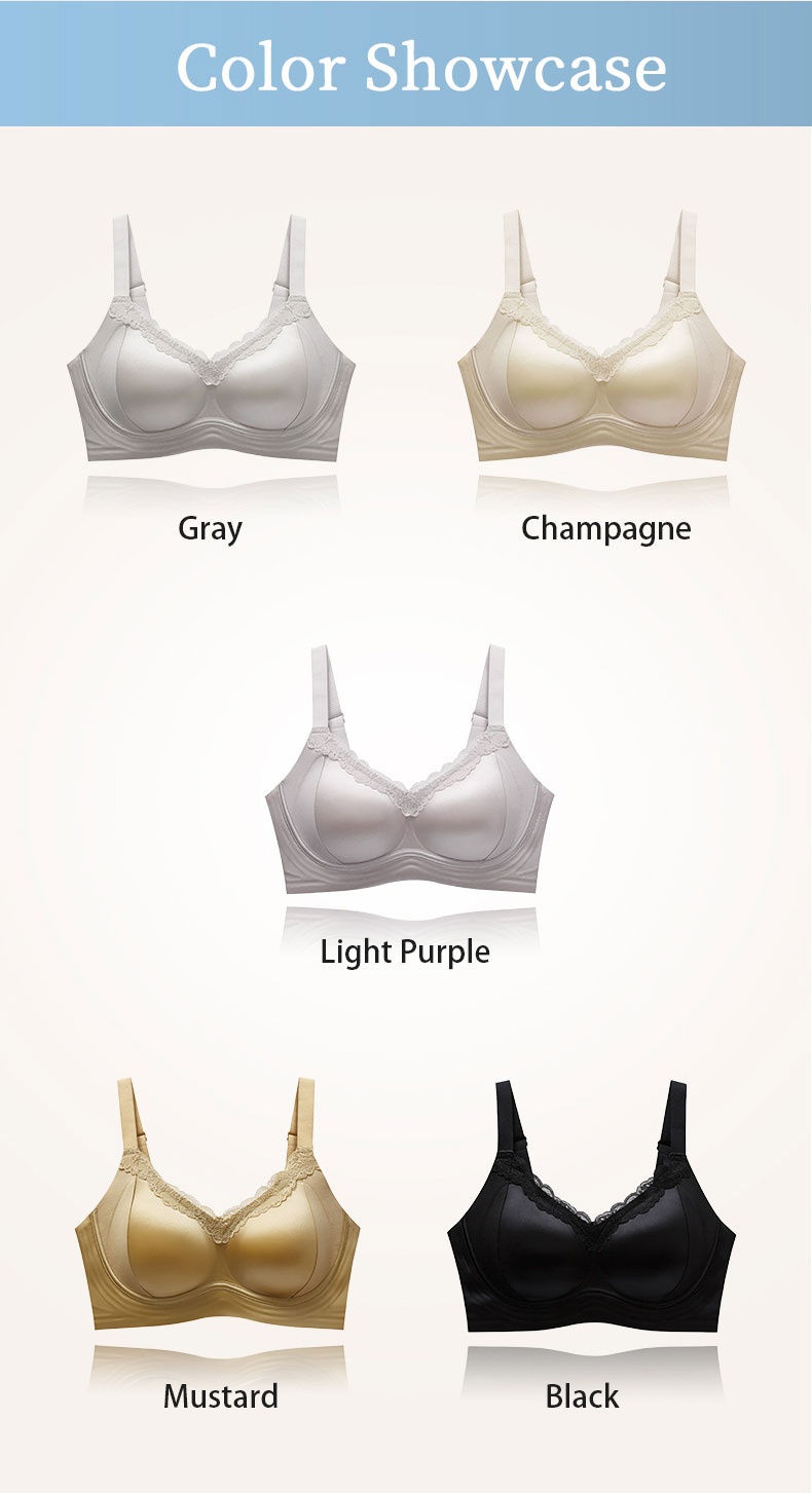 Delicate Lace Bras Anti-sagging Lifts & Wireless Soft Supports With Breathable Cup Pads, Silky Satins & Airy Laces For Gentle Comforts VEIMIA