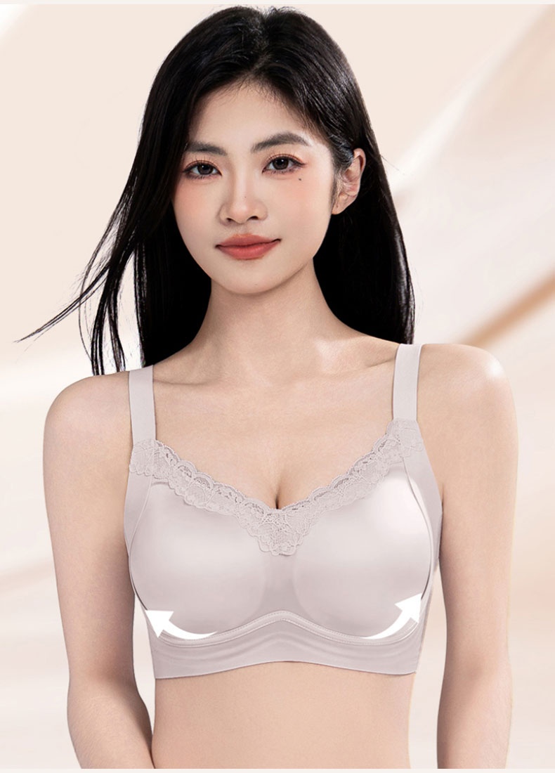 Delicate Lace Bra Anti-sagging Lift & Wireless Soft Support With Breathable Cup Pads, Silky Satins & Airy Lace For Gentle Comfort VEIMIA