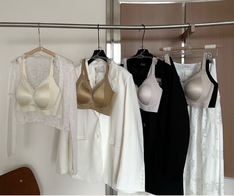 Delicate Lace Bras Anti-sagging Lift & Wireless Soft Support With Breathable Cup Pads, Silky Satin & Airy Lace For Gentle Comfort VEIMIA