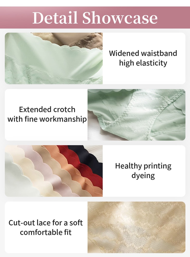 Delicate Lace Panties Skin-friendly Soft Elastic Laces, Seamless Snug Fits & Antibacterial Gusset VEIMIA