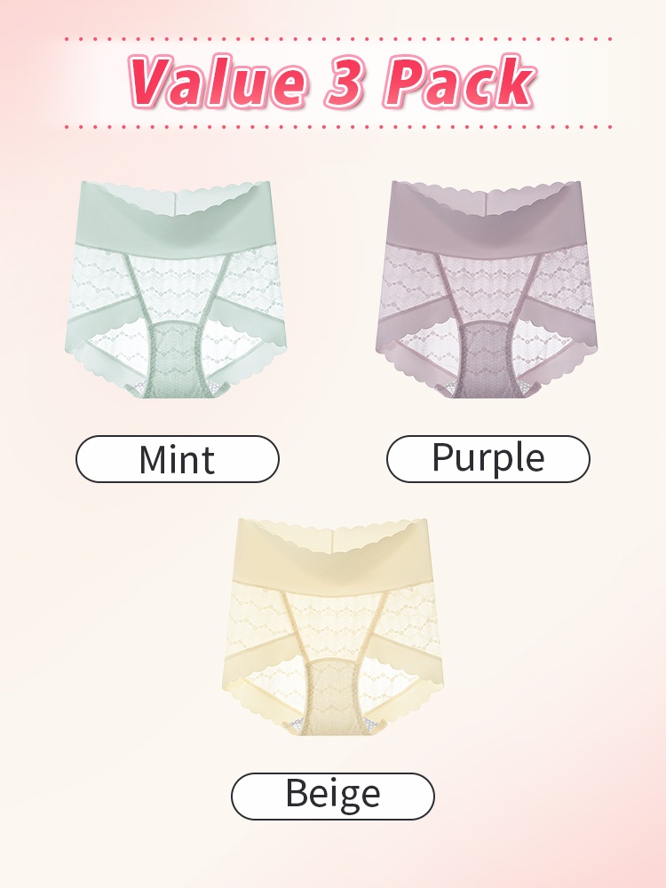 Delicate Lace Panties Skin-friendly Soft Elastic Lace, Seamless Snug Fit & Antibacterial Liner VEIMIA