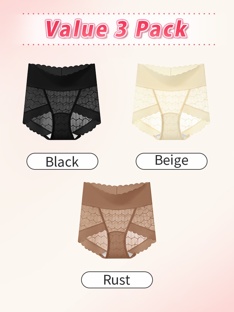 Delicate Lace Panties Skin-friendly Soft Elastic Lace, Seamless Snug Fit & Antibacterial Liners VEIMIA