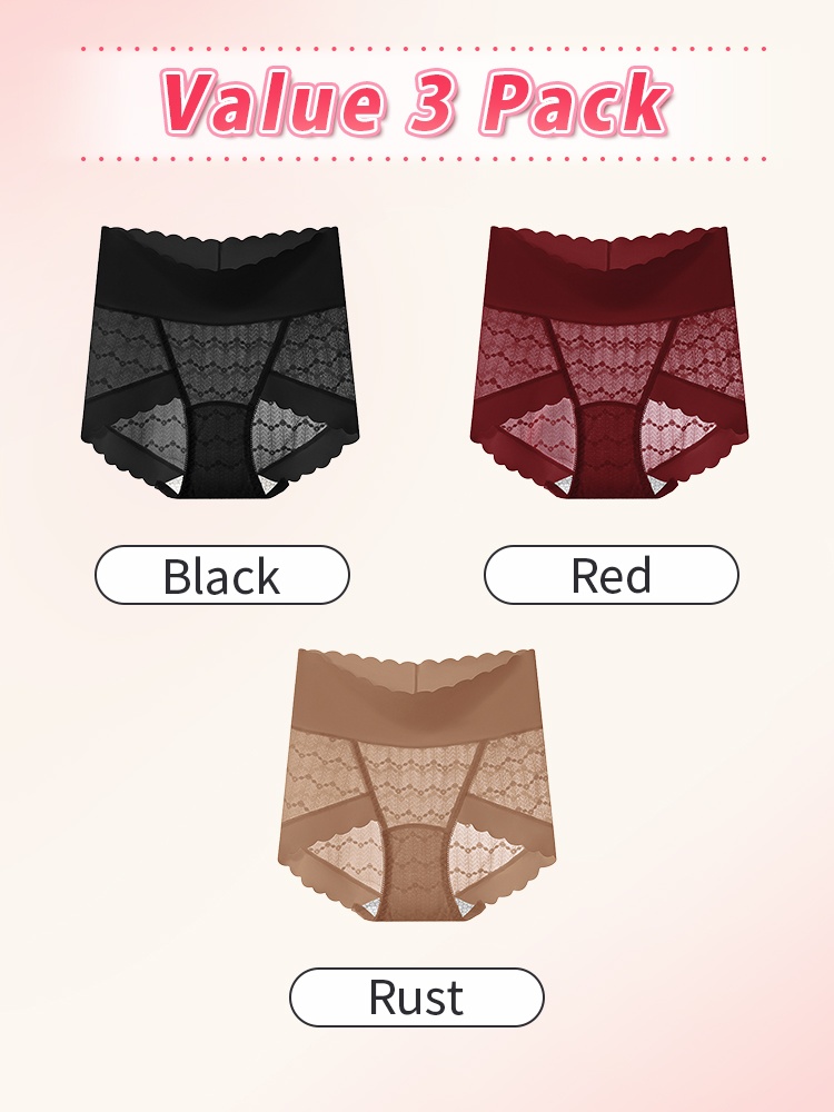 Delicate Lace Panties Skin-friendly Soft Elastic Lace, Seamless Snug Fit & Antibacterial Crotch Panels VEIMIA