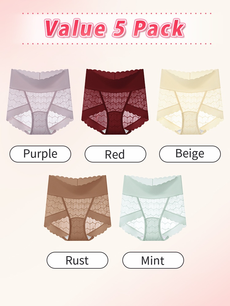 Delicate Lace Detail Panty Skin-friendly Soft Elastic Lace, Seamless Snug Hold & Antibacterial Crotch Panel VEIMIA