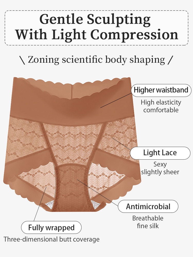 Delicate Lace Panty Skin-friendly Soft Elastic Laces, Seamless Snug Fits & Antibacterial Gussets VEIMIA