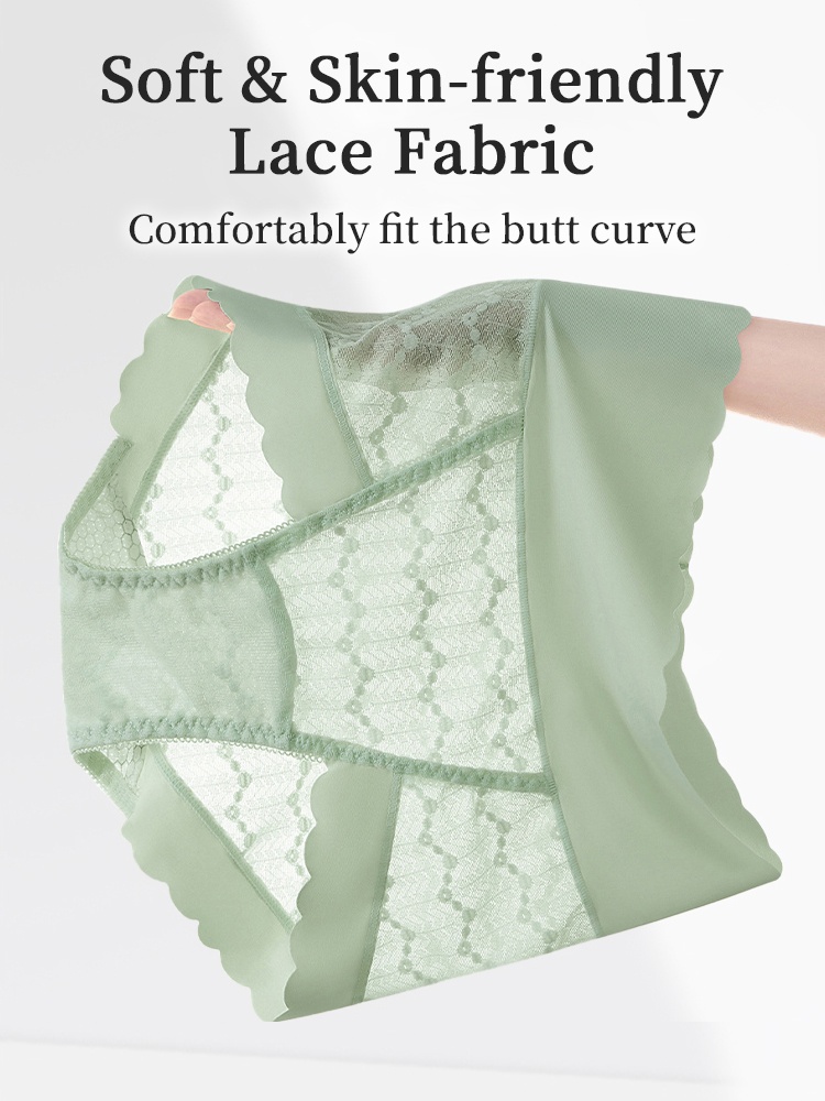 Delicate Lace Trims Panties Skin-friendly Soft Elastic Lace, Seamless Snug Fit & Antibacterial Gusset VEIMIA