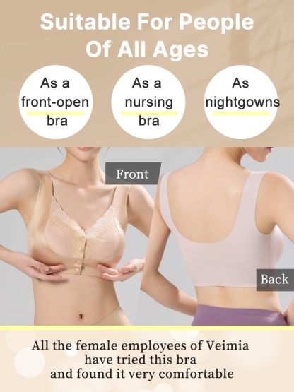Easy-wear Lace Fronts Closure Bra Full Coverage Secure Supports & Wireless Sleep Comfort VEIMIA