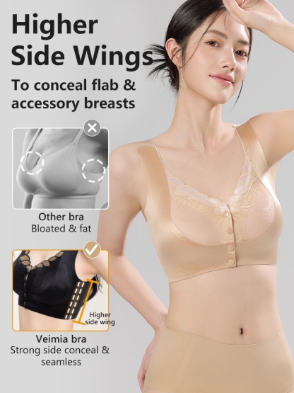 Easy-wear Laces Fronts Closure Bras Full Coverage Secure Support & Wireless Sleep Comfort VEIMIA