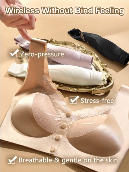 Easy-wear Laces Front Closure Bra Full Coverages Secure Supports & Wireless Sleep Comfort VEIMIA