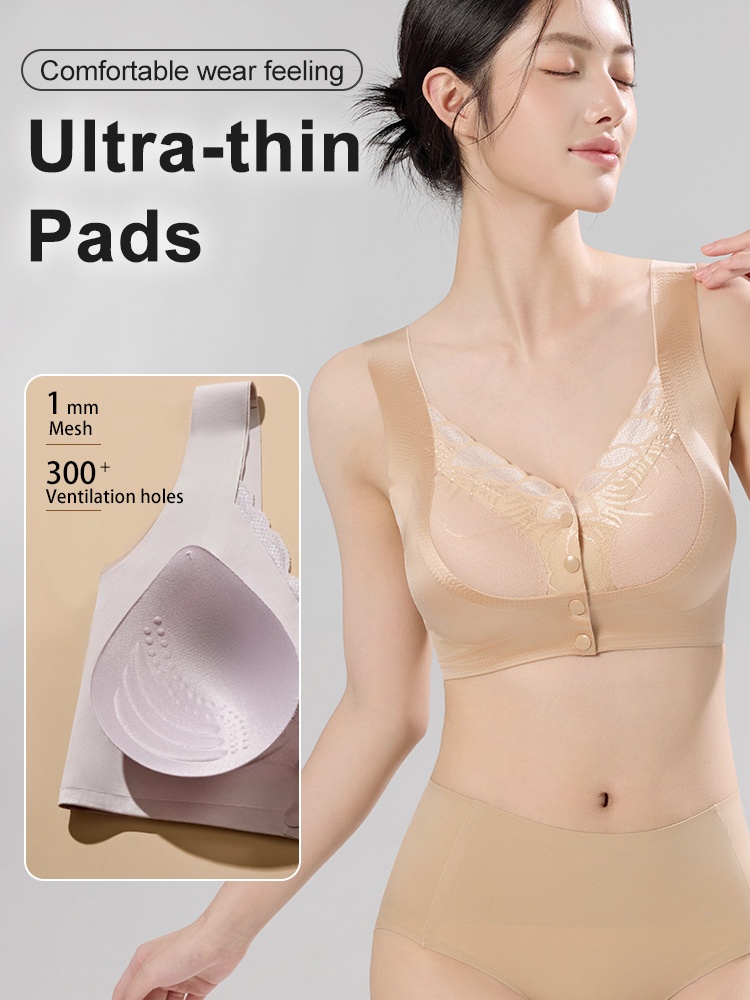Easy-wear Laces Front Closure Bra Full Coverages Secure Support & Wireless Sleep Comforts VEIMIA