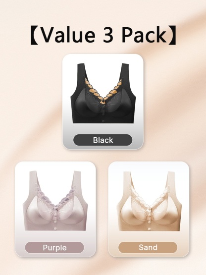 Easy-wear Laces Front Closure Bras Full Coverages Secure Supports & Wireless Sleep Comfort VEIMIA