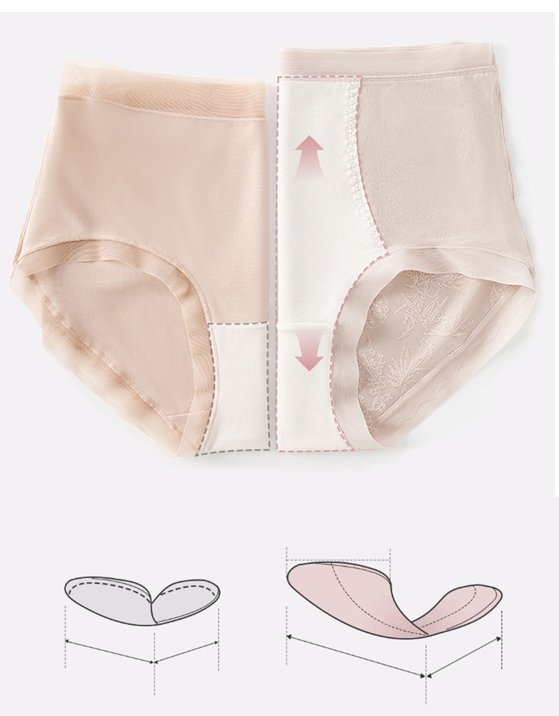 Always Fresh Seamless Jacquard High Waist Panties Silk Longer Crotch Veimia